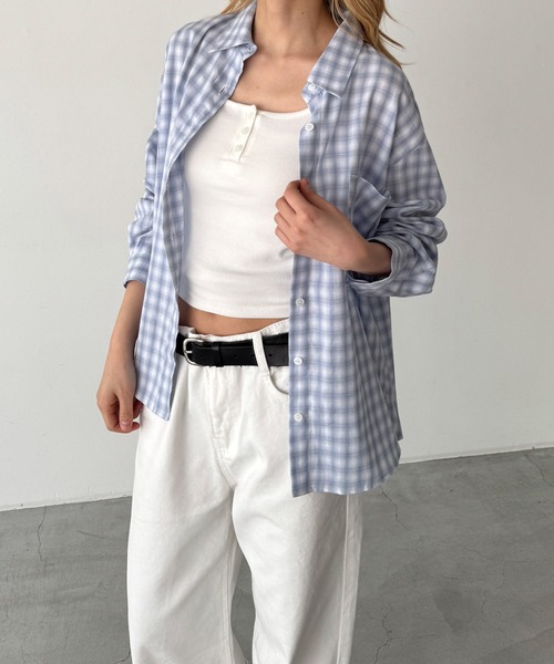 CANAL JEAN(キャナルジーン)の「El mar チェックレギュラーシャツ(シャツ/ブラウス・レディース・サックスブルー・ONE SIZE)」の2枚目の写真