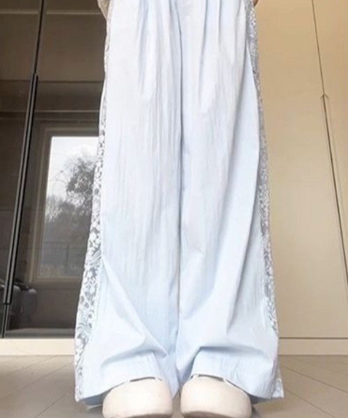 Mejoul（メジュール）の「サイドレース切り替え バックポケットワイドイージーパンツ（その他パンツ・レディース・サックスブルー/ホワイト・F）」の7枚目の写真