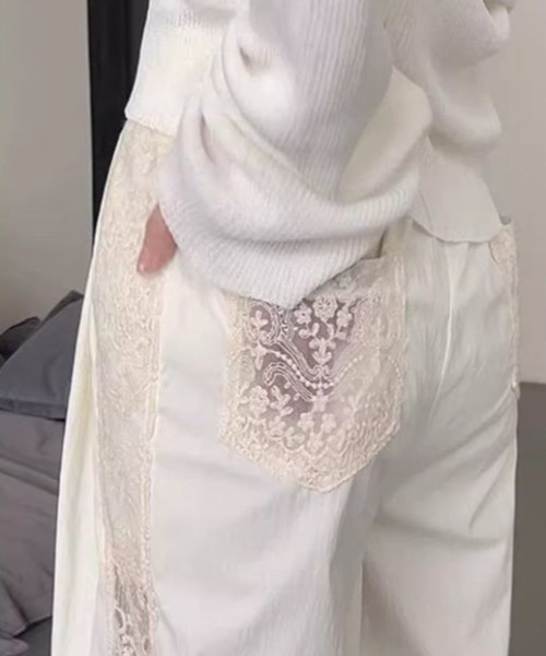 Mejoul（メジュール）の「サイドレース切り替え バックポケットワイドイージーパンツ（その他パンツ・レディース・サックスブルー/ホワイト・F）」の5枚目の写真