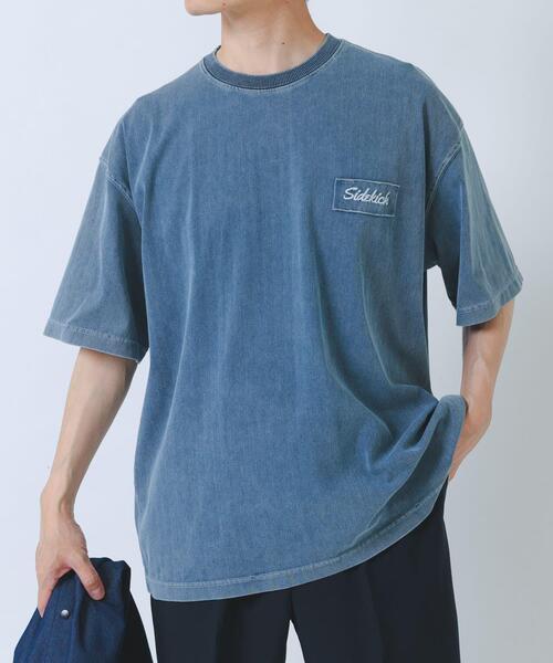 ITEMS URBANRESEARCH(アイテムズ アーバンリサーチ)の「HIGH COOLワンポイント刺繍デニムTシャツ(Tシャツ/カットソー・メンズ・ネイビー/ブラック/ブルー・MEDIUM/LARGE)」の16枚目の写真