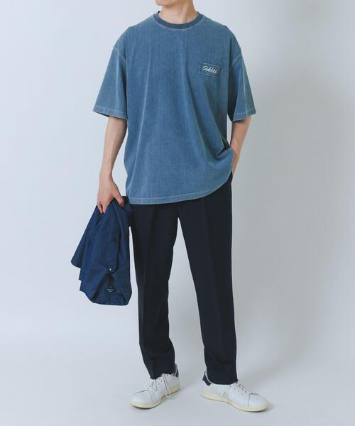 ITEMS URBANRESEARCH(アイテムズ アーバンリサーチ)の「HIGH COOLワンポイント刺繍デニムTシャツ(Tシャツ/カットソー・メンズ・ネイビー/ブラック/ブルー・MEDIUM/LARGE)」の18枚目の写真