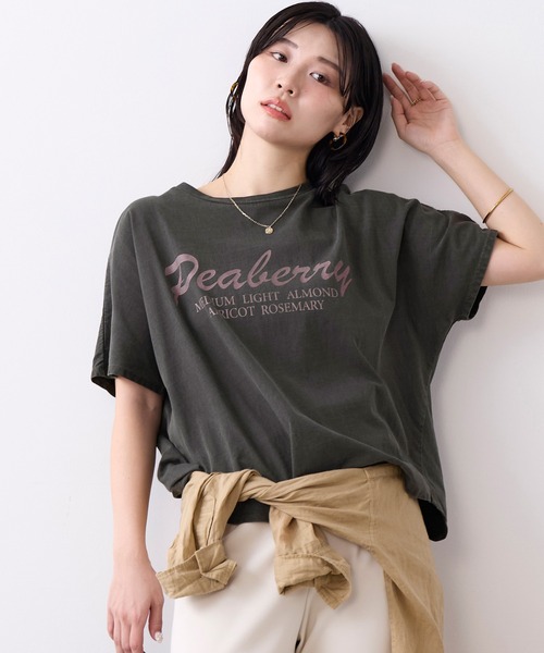 MICA&DEAL(マイカ&ディール)の「"Peaberry"ロゴTシャツ(Tシャツ/カットソー・レディース・ベージュ/オフホワイト/チャコールグレー・FREE)」の3枚目の写真