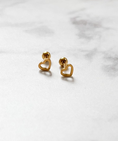 yu-ka（ユーカ）の「YU-KA:オープンハート ミニピアス Open heart mini earrings（ピアス（両耳用）・レディース・ゴールド・FREE）」の2枚目の写真