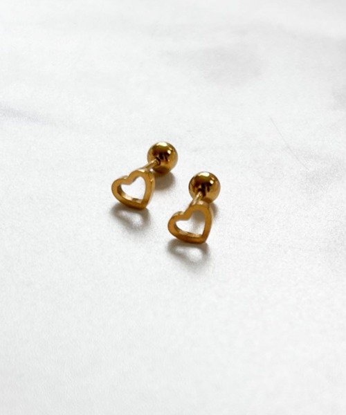 yu-ka（ユーカ）の「YU-KA:オープンハート ミニピアス Open heart mini earrings（ピアス（両耳用）・レディース・ゴールド・FREE）」の3枚目の写真