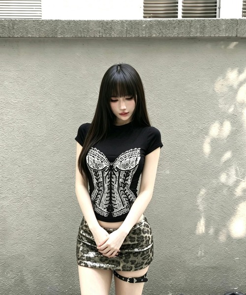 AsheKsha（アシクシャ）の「半袖Tシャツ（Tシャツ/カットソー・レディース・ブラック・M）」の6枚目の写真