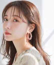 MILIA/Pink フープピアス 【金属アレルギー対応】