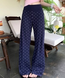 Polka dot straight flare pants