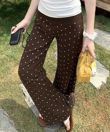 Polka dot straight flare pants