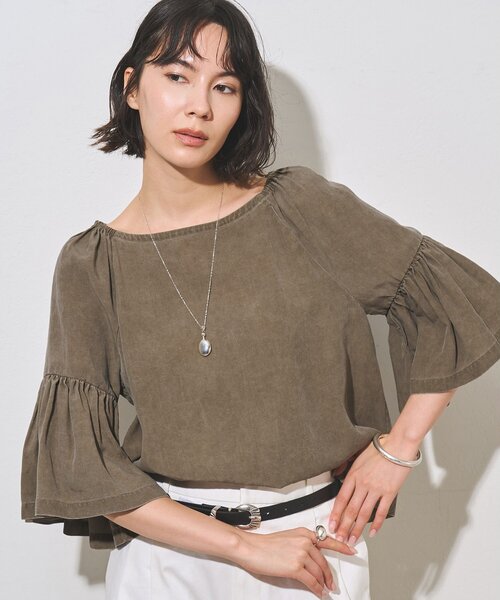 Whim Gazette(ウィムガゼット)の「フレアスリーブブラウス(シャツ/ブラウス・レディース・ベージュ/モカ/オフホワイト・FREE)」の3枚目の写真