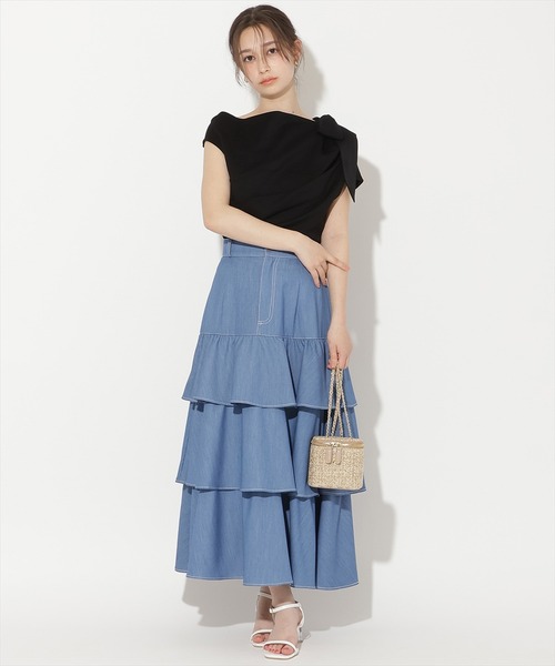 WILLSELECTION(ウィルセレクション)の「リボンショルダードレープカットトップス(Tシャツ/カットソー・レディース・グレー/オフホワイト/ブラック/ピンク・FREE)」の17枚目の写真