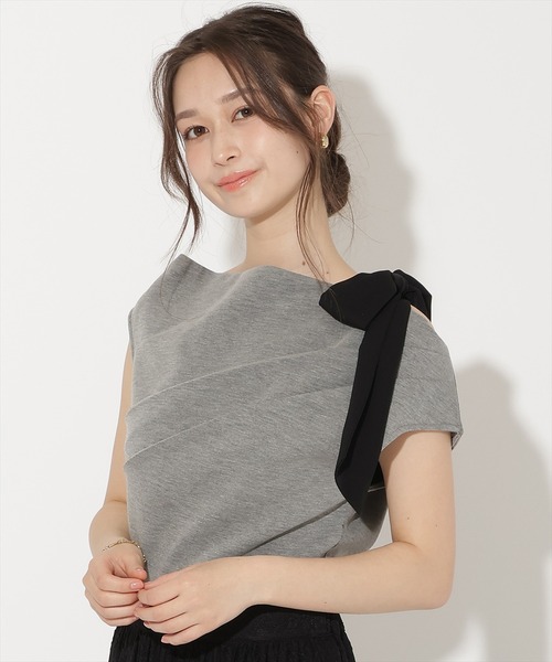 WILLSELECTION(ウィルセレクション)の「リボンショルダードレープカットトップス(Tシャツ/カットソー・レディース・グレー/オフホワイト/ブラック/ピンク・FREE)」の22枚目の写真