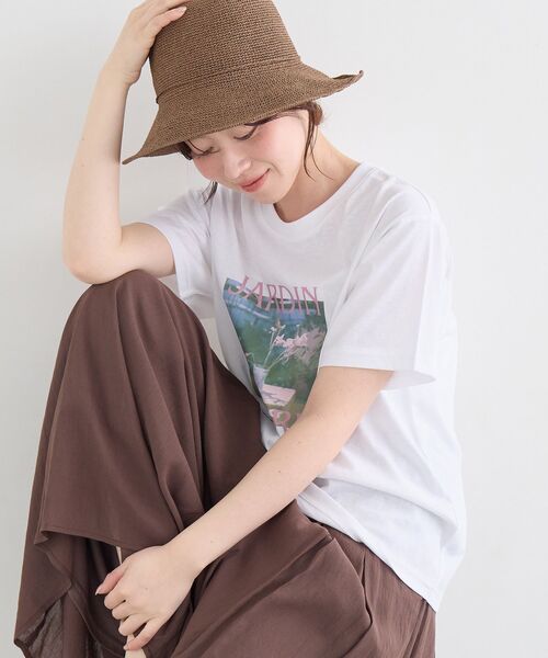 le.coeur blanc(ルクールブラン)の「JARDIN FLEURIフォトTEE(Tシャツ/カットソー・レディース・ベージュ/ネイビー/オフホワイト・38)」の8枚目の写真