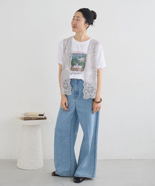 le.coeur blanc(ルクールブラン)の「JARDIN FLEURIフォトTEE(Tシャツ/カットソー・レディース・ベージュ/ネイビー/オフホワイト・38)」の21枚目の写真