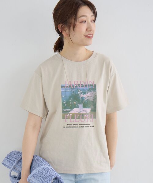 le.coeur blanc(ルクールブラン)の「JARDIN FLEURIフォトTEE(Tシャツ/カットソー・レディース・ベージュ/ネイビー/オフホワイト・38)」の12枚目の写真