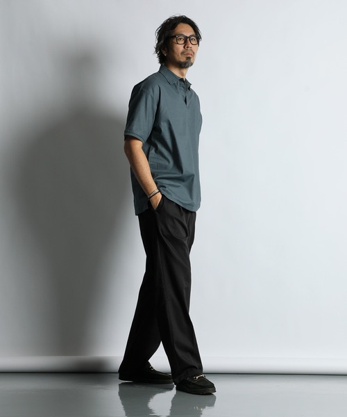 The DUFFER of ST.GEORGE(ザダファーオブセントジョージ)の「C/L STRETCH SKIPPER SHIRT:綿麻ストレッチ 涼感スキッパーシャツ/ 防縮加工 / 大人カジュアル / ビジカジ / 清涼感(シャツ/ブラウス・メンズ・ブラウン/ブラック/ブルーグレー・LARGE/MEDIUM/SMALL/X-LARGE)」の17枚目の写真