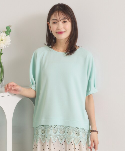 ITS'DEMO(イッツデモ)の「【洗濯機OK】裾レースプルオーバー(Tシャツ/カットソー・レディース・オフホワイト/ライトイエロー系/グリーン系/ブラック・00)」の1枚目の写真