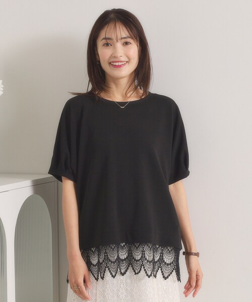 ITS'DEMO(イッツデモ)の「【洗濯機OK】裾レースプルオーバー(Tシャツ/カットソー・レディース・オフホワイト/ライトイエロー系/グリーン系/ブラック・00)」の10枚目の写真