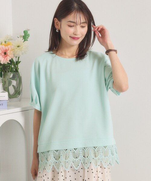 ITS'DEMO(イッツデモ)の「【洗濯機OK】裾レースプルオーバー(Tシャツ/カットソー・レディース・オフホワイト/ライトイエロー系/グリーン系/ブラック・00)」の13枚目の写真