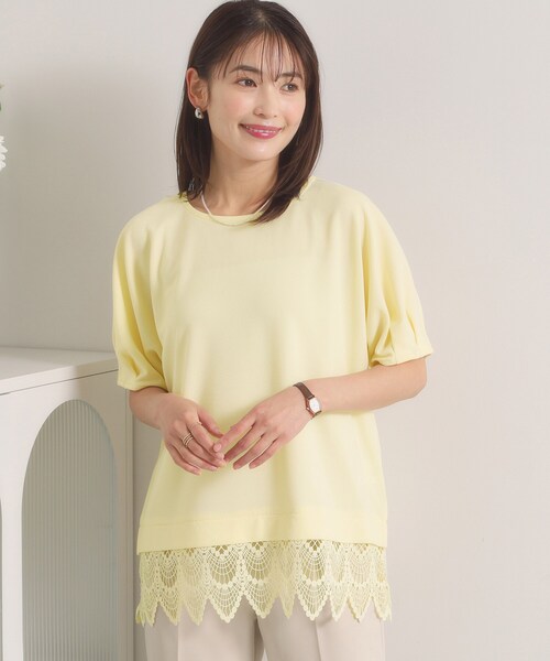 ITS'DEMO(イッツデモ)の「【洗濯機OK】裾レースプルオーバー(Tシャツ/カットソー・レディース・オフホワイト/ライトイエロー系/グリーン系/ブラック・00)」の17枚目の写真