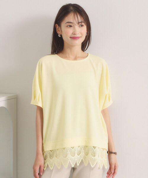 ITS'DEMO(イッツデモ)の「【洗濯機OK】裾レースプルオーバー(Tシャツ/カットソー・レディース・オフホワイト/ライトイエロー系/グリーン系/ブラック・00)」の21枚目の写真