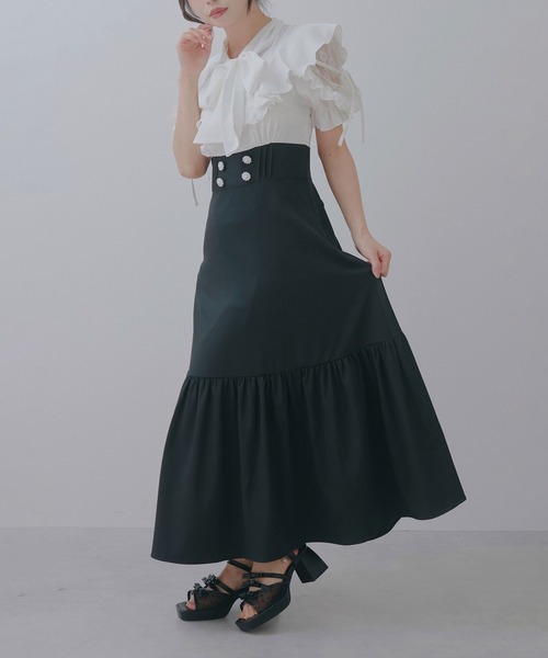 DearMyLoveRose(ディアマイラブローズ)の「トリプルリボンシアードットサンダル(サンダル・レディース・ブラック/オフホワイト・23.5cm/23cm/24.5cm/24cm)」の3枚目の写真