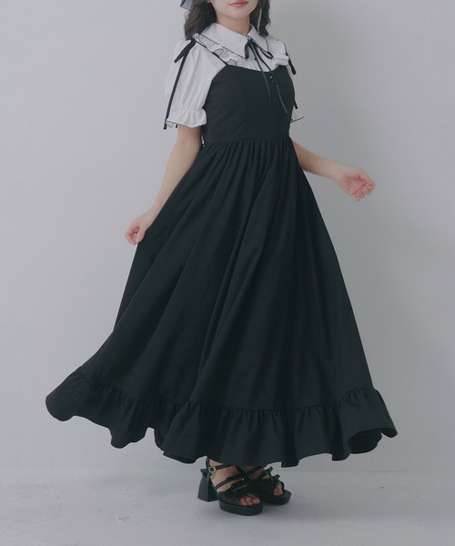 DearMyLoveRose(ディアマイラブローズ)の「トリプルリボンシアードットサンダル(サンダル・レディース・ブラック/オフホワイト・23.5cm/23cm/24.5cm/24cm)」の4枚目の写真