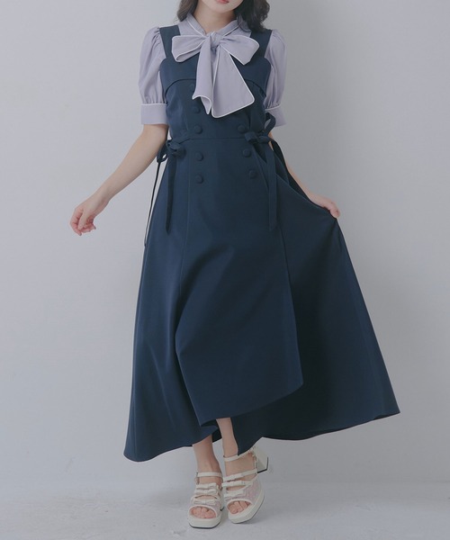 DearMyLoveRose(ディアマイラブローズ)の「トリプルリボンシアードットサンダル(サンダル・レディース・ブラック/オフホワイト・23.5cm/23cm/24.5cm/24cm)」の7枚目の写真