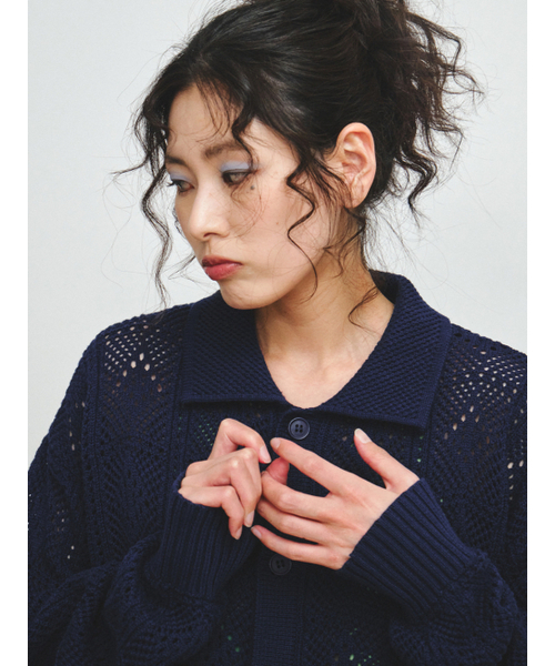 PLZPROJECT(プリーズプロジェクト)の「CROCHET CARDIGAN, NAVY(カーディガン/ボレロ・レディース・ネイビー・FREE)」の6枚目の写真
