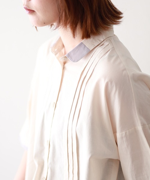 Emago（イマゴ）の「EMAGO ﾋﾟﾝﾀｯｸ花刺繍ｼｬﾂ 5分袖（シャツ/ブラウス・レディース・ネイビー/ホワイト/ベージュ・FREE）」の20枚目の写真