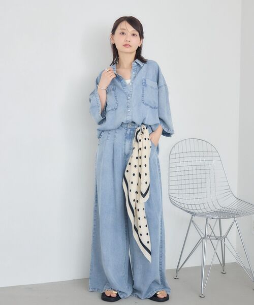 RETRO GIRL(レトロガール)の「【セットアップ対応/2サイズ展開】ライトオンスワイドパンツ(その他パンツ・レディース・ブラック/ライトブルー/ブルー・SMALL/MEDIUM)」の4枚目の写真