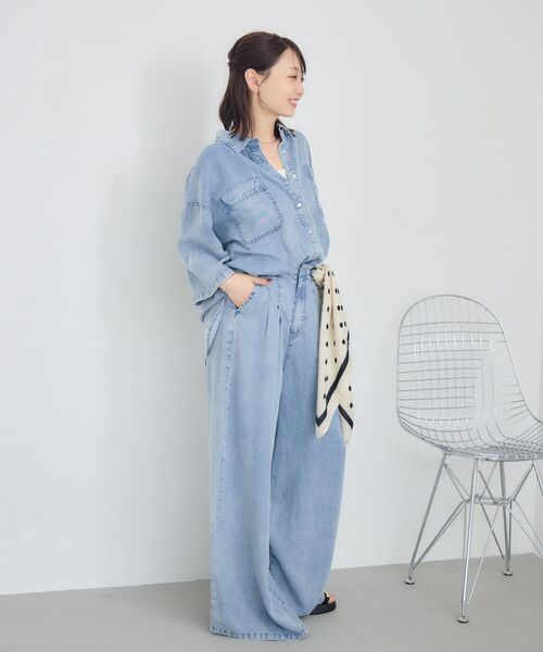 RETRO GIRL(レトロガール)の「【セットアップ対応/2サイズ展開】ライトオンスワイドパンツ(その他パンツ・レディース・ブラック/ライトブルー/ブルー・SMALL/MEDIUM)」の6枚目の写真