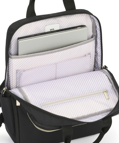 ace.（エース）の「フィッテムライト リュックサック  A4サイズ 13.3インチ収納 12L 20391（ビジネスバッグ・レディース・ブラック/ダークグレー・FREE）」の18枚目の写真
