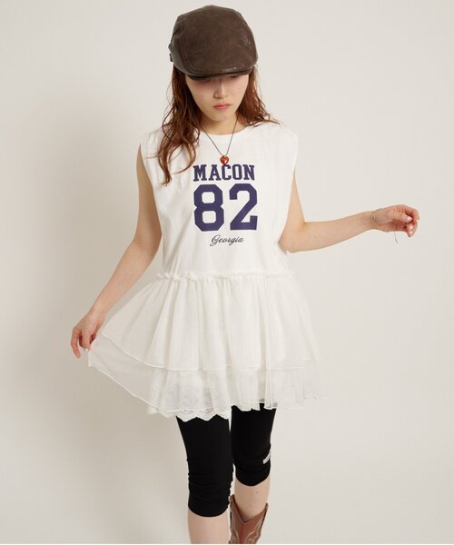 w closet(ダブルクローゼット)の「ナンバリングギャザーT 夏服(Tシャツ/カットソー・レディース・オレンジ/ネイビー/グレー/オフホワイト・FREE)」の2枚目の写真