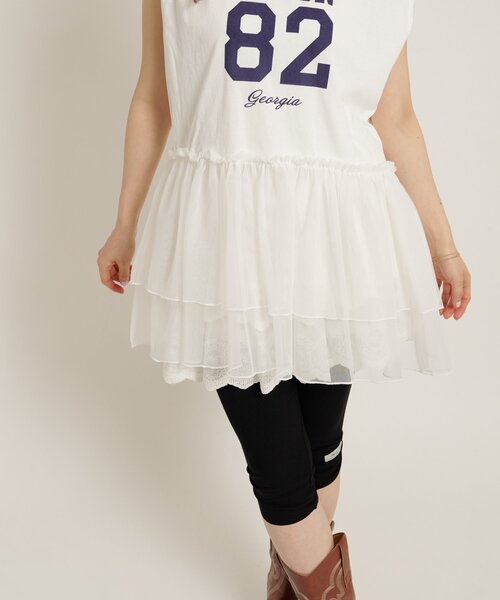 w closet(ダブルクローゼット)の「ナンバリングギャザーT 夏服(Tシャツ/カットソー・レディース・オレンジ/ネイビー/グレー/オフホワイト・FREE)」の8枚目の写真