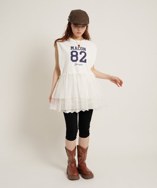 w closet(ダブルクローゼット)の「ナンバリングギャザーT 夏服(Tシャツ/カットソー・レディース・オレンジ/ネイビー/グレー/オフホワイト・FREE)」の10枚目の写真