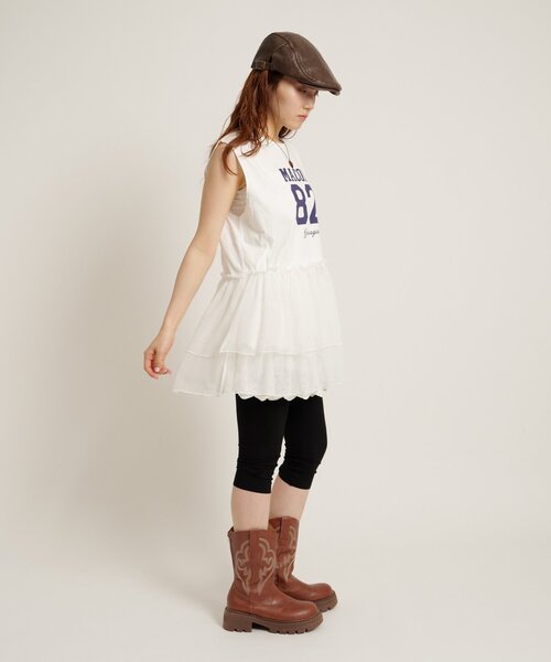 w closet(ダブルクローゼット)の「ナンバリングギャザーT 夏服(Tシャツ/カットソー・レディース・オレンジ/ネイビー/グレー/オフホワイト・FREE)」の11枚目の写真
