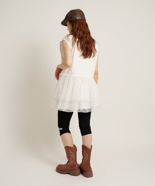 w closet(ダブルクローゼット)の「ナンバリングギャザーT 夏服(Tシャツ/カットソー・レディース・オレンジ/ネイビー/グレー/オフホワイト・FREE)」の12枚目の写真