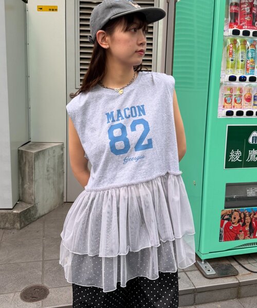 w closet(ダブルクローゼット)の「ナンバリングギャザーT 夏服(Tシャツ/カットソー・レディース・オレンジ/ネイビー/グレー/オフホワイト・FREE)」の14枚目の写真