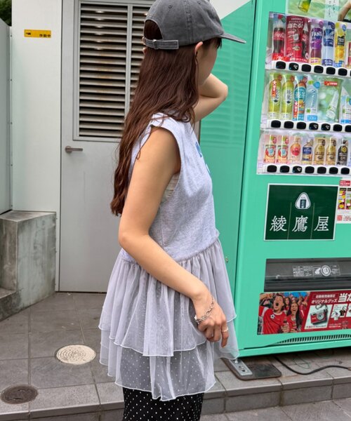 w closet(ダブルクローゼット)の「ナンバリングギャザーT 夏服(Tシャツ/カットソー・レディース・オレンジ/ネイビー/グレー/オフホワイト・FREE)」の16枚目の写真