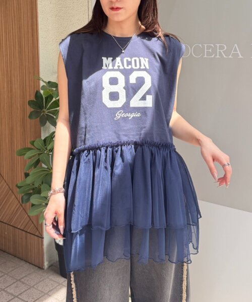w closet(ダブルクローゼット)の「ナンバリングギャザーT 夏服(Tシャツ/カットソー・レディース・オレンジ/ネイビー/グレー/オフホワイト・FREE)」の21枚目の写真