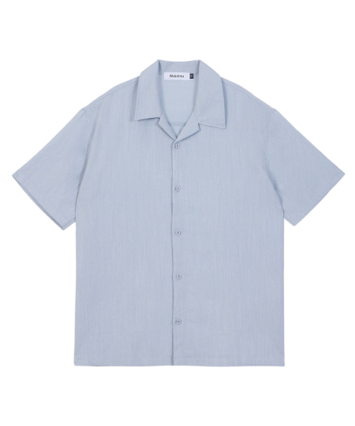 MAKEITTO(メイキット)の「ミニマルオープンカラー半袖シャツ_スカイブルー(シャツ/ブラウス・メンズ・スカイブルー・LARGE/X-LARGE/XX-LARGE/MEDIUM)」の3枚目の写真