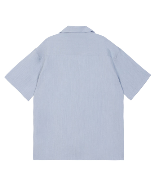 MAKEITTO(メイキット)の「ミニマルオープンカラー半袖シャツ_スカイブルー(シャツ/ブラウス・メンズ・スカイブルー・LARGE/X-LARGE/XX-LARGE/MEDIUM)」の4枚目の写真