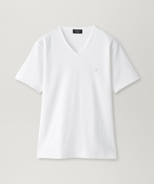 EPOCA UOMO(エポカウォモ)の「ストレッチリンクスVネックカットソー(Tシャツ/カットソー・メンズ・ホワイト/ダークネイビー・46/48)」の2枚目の写真