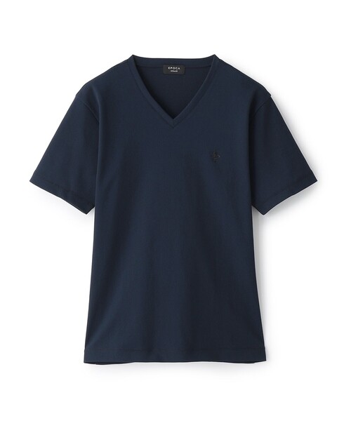 EPOCA UOMO(エポカウォモ)の「ストレッチリンクスVネックカットソー(Tシャツ/カットソー・メンズ・ホワイト/ダークネイビー・46/48)」の1枚目の写真
