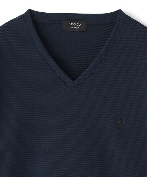 EPOCA UOMO(エポカウォモ)の「ストレッチリンクスVネックカットソー(Tシャツ/カットソー・メンズ・ホワイト/ダークネイビー・46/48)」の4枚目の写真