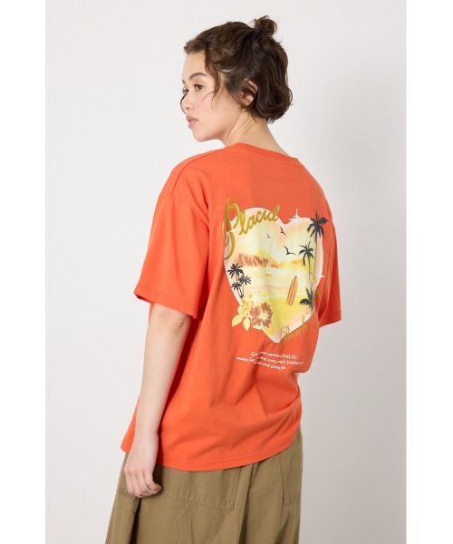 RODEO CROWNS WIDE BOWL(ロデオクラウンズワイドボウル)の「ビーチ柄Tシャツ(Tシャツ/カットソー・レディース・オフホワイト/オレンジ/ブラック・SMALL/MEDIUM)」の8枚目の写真