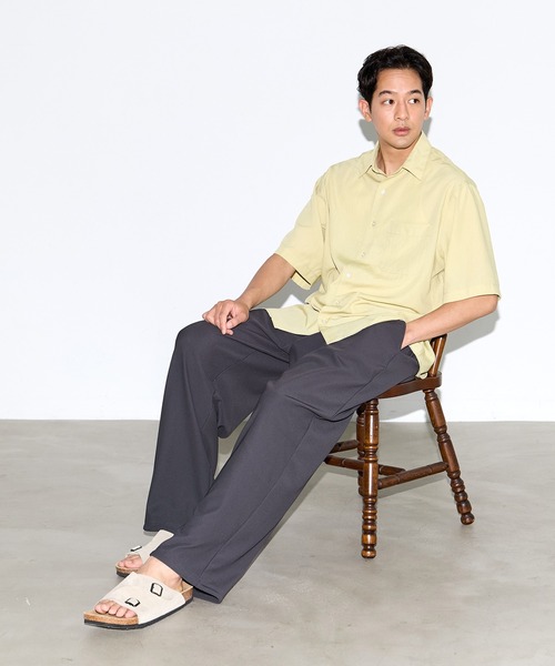 coca(coca)(コカ)の「ストレッチストライプジャージーイージーワイドパンツ(その他パンツ・メンズ・チャコール/ブラック・M/L/XL)」の7枚目の写真