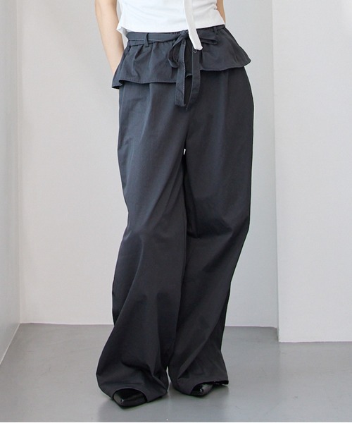 Y/lim(イリム)の「ペプラムワイドパンツ(その他パンツ・レディース・グレー/オフホワイト・FREE)」の1枚目の写真