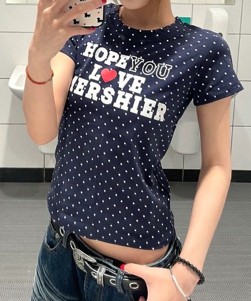 SHEENA(シーナ)の「ドット×ロゴプリント半袖フィットTシャツ(Tシャツ/カットソー・レディース・ネイビー/グレー・M)」の19枚目の写真