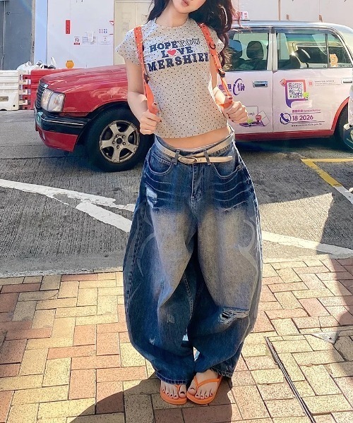 SHEENA(シーナ)の「ドット×ロゴプリント半袖フィットTシャツ(Tシャツ/カットソー・レディース・ネイビー/グレー・M)」の6枚目の写真